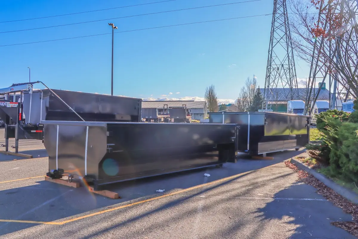Roll-off dumpster ready for waste disposal at job site for Roll Off Dumpster Rental in Brookhaven